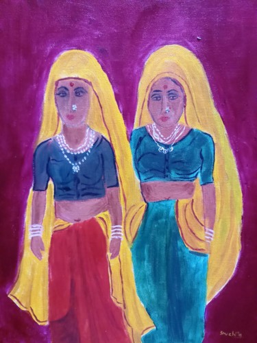 Painting titled "Village Women" by Shuchita Srivastava, Original Artwork, Oil