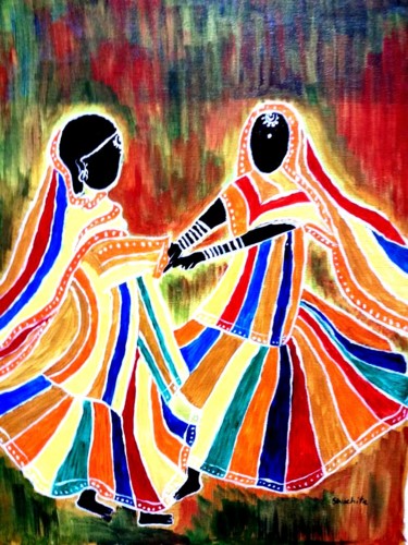 Painting titled "Dancing Women" by Shuchita Srivastava, Original Artwork, Acrylic
