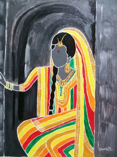 Painting titled "santhali women" by Shuchita Srivastava, Original Artwork, Acrylic