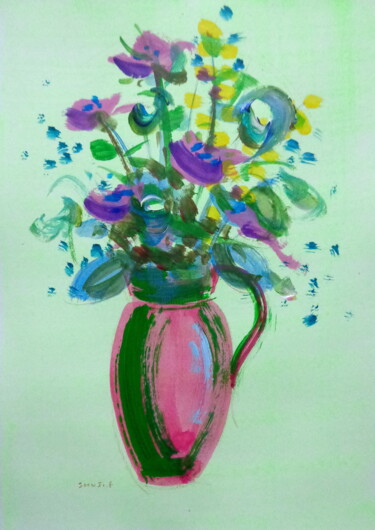 Картина под названием "Flowers" - Shuji Fukushima, Подлинное произведение искусства, Акрил
