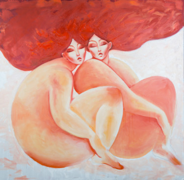Schilderij getiteld "Sisters" door Shuren, Origineel Kunstwerk, Olie