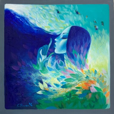Painting titled "Blue Wind" by Shuren, Original Artwork, Oil