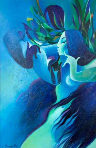 Painting titled "Feeling Love" by Shuren, Original Artwork, Oil