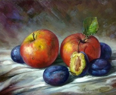 Pintura titulada "Apples and plums" por Vladislav Shurganov, Obra de arte original, Oleo