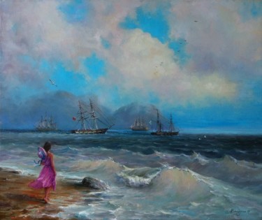 Pintura intitulada "Sea Shore" por Vladislav Shurganov, Obras de arte originais, Óleo