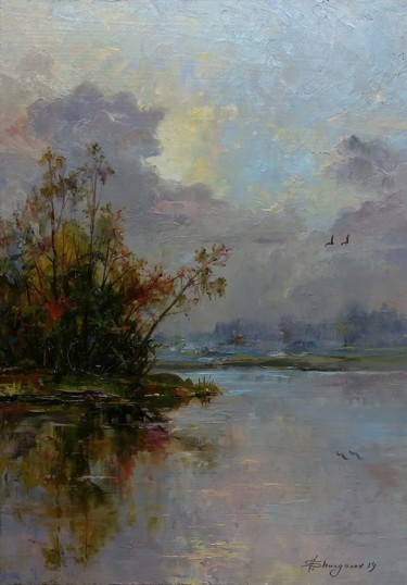 Pintura intitulada "Evening silence" por Vladislav Shurganov, Obras de arte originais, Óleo