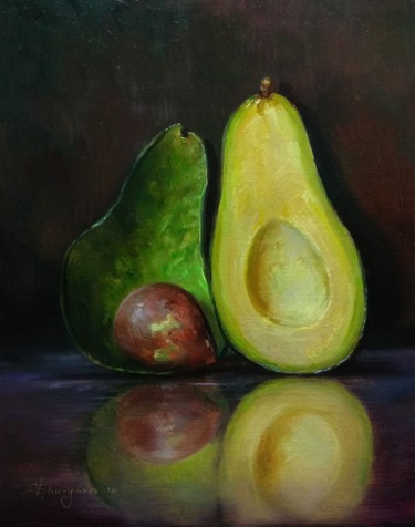 Peinture intitulée ""Avocado, two halve…" par Vladislav Shurganov, Œuvre d'art originale, Huile