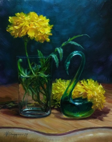 Pintura intitulada "Marigold and crysta…" por Vladislav Shurganov, Obras de arte originais, Óleo