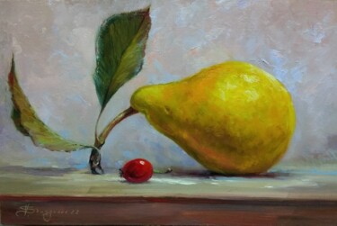 Schilderij getiteld "Pear and rosehip be…" door Vladislav Shurganov, Origineel Kunstwerk, Olie