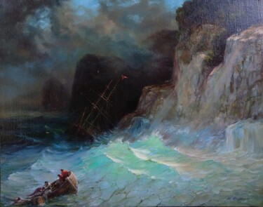 Painting titled "Based on Aivazovsky…" by Vladislav Shurganov, Original Artwork, Oil