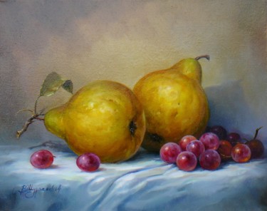 Картина под названием "Груши с виноградом" - Vladislav Shurganov, Подлинное произведение искусства, Масло