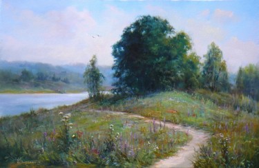 Картина под названием "SUMMER LANDSCAPE" - Vladislav Shurganov, Подлинное произведение искусства, Масло