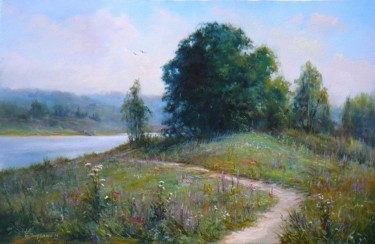 Pittura intitolato "SUMMER LANDSCAPE" da Vladislav Shurganov, Opera d'arte originale, Olio