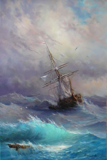 Malerei mit dem Titel "storm" von Vladislav Shurganov, Original-Kunstwerk, Öl