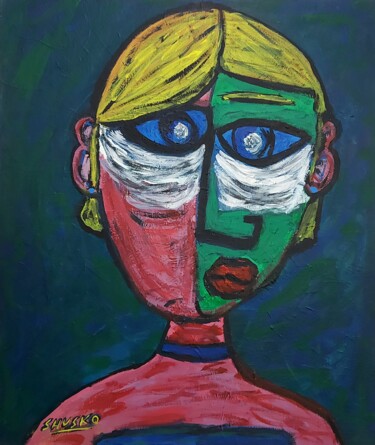Malerei mit dem Titel "Dilema de mujer Arg…" von Shusko, Original-Kunstwerk, Acryl