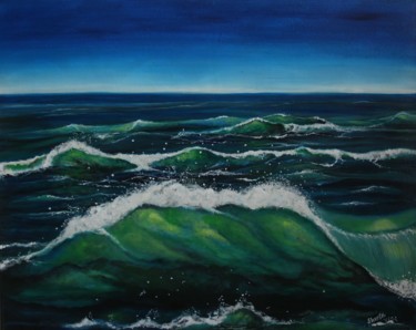 Painting titled "Emerald Waves" by Shveta Saxena, Original Artwork, Acrylic