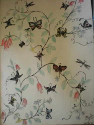 Painting titled "butterflies" by Shweta Tiwary, Original Artwork, Oil