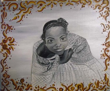 Pintura titulada "Niña de Mali" por Shylai, Obra de arte original