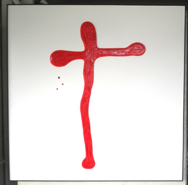 Schilderij getiteld "MY  LORD" door Max Rubio, Origineel Kunstwerk, Gebrandschilderd glas Gemonteerd op Houten paneel