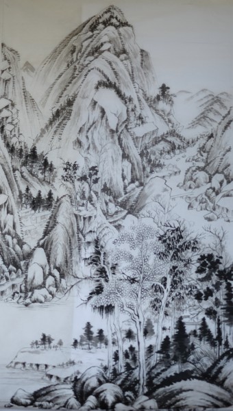 Drawing titled "Landscape" by Sy Chan, Original Artwork, Ink