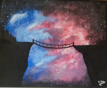 Peinture intitulée "Galaxy bridge" par Siba Mahlouby, Œuvre d'art originale, Acrylique