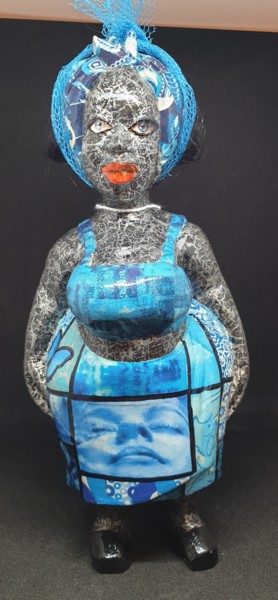 Sculpture intitulée "Mini Awoulaba 4" par Siberil Rey, Œuvre d'art originale, Bois