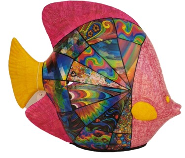 Sculpture intitulée "poisson multicolor" par Siberil Rey, Œuvre d'art originale, Céramique