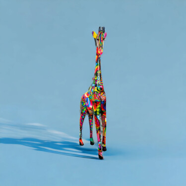 Sculpture titled "la girafe" by Siberil Rey, Original Artwork, Wood
