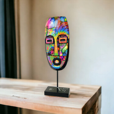 Sculpture titled "le masque" by Siberil Rey, Original Artwork, Wood