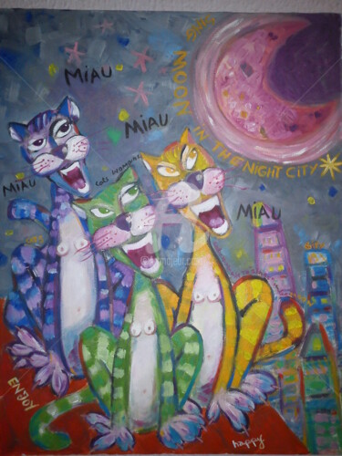 Pintura titulada "Cats women" por Sibila Doré, Obra de arte original, Oleo