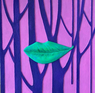 Collagen mit dem Titel "Ecological kiss" von Sibilla Bjarnason, Original-Kunstwerk, Acryl