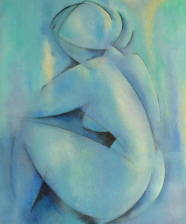 Painting titled "green-blue" by Sibilla Bjarnason, Original Artwork