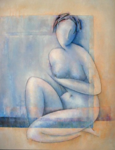 Peinture intitulée "Blue model" par Sibilla Bjarnason, Œuvre d'art originale