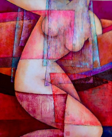 Collages titled "Salome1" by Sibilla Bjarnason, Original Artwork, Collages Mounted on Wood Stretcher frame