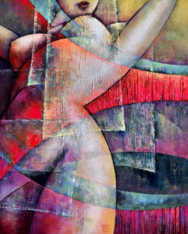 Collages intitulée "Salome 3" par Sibilla Bjarnason, Œuvre d'art originale, Collages Monté sur Châssis en bois