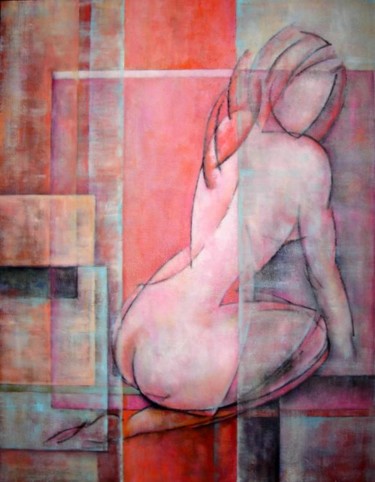 Peinture intitulée "Behind the curtain" par Sibilla Bjarnason, Œuvre d'art originale