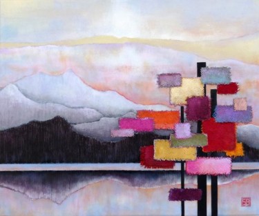 Painting titled "landscape with pine…" by Sibilla Bjarnason, Original Artwork