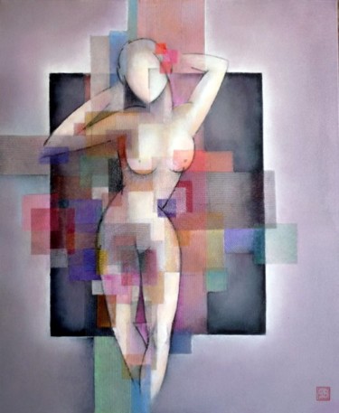 Painting titled "Pixelled nude" by Sibilla Bjarnason, Original Artwork