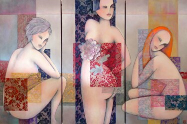 Картина под названием "Lace" - Sibilla Bjarnason, Подлинное произведение искусства, Коллажи Установлен на Деревянная рама дл…