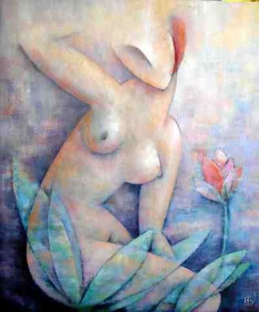Картина под названием "Lotus" - Sibilla Bjarnason, Подлинное произведение искусства
