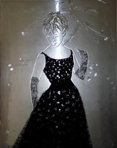 Collages titled "La petite robe noire" by Sibilla Bjarnason, Original Artwork, Collages Mounted on Aluminium