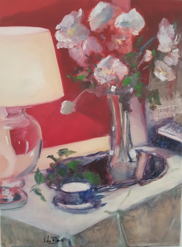 Pause Café Peinture intitulée "Pause Café" par Sibylle Du Peloux, Œuvre d'art originale, Huile