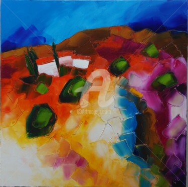 Painting titled "Luminosité provenca…" by S!C, Original Artwork, Oil Mounted on Wood Stretcher frame