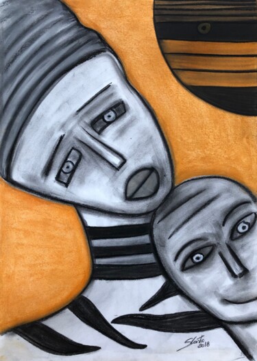 Dessin intitulée "Regard" par Sidelma Castro, Œuvre d'art originale, Pastel