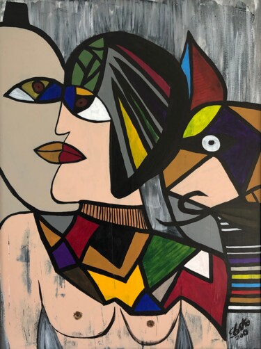 Pintura titulada "cara a cara" por Sidelma Castro, Obra de arte original, Acrílico