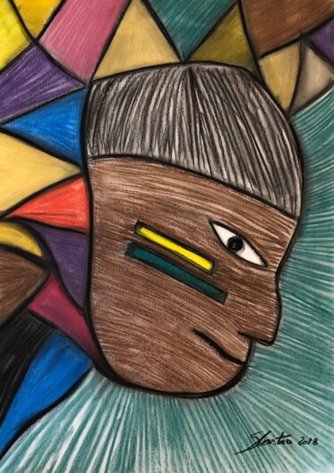 Рисунок под названием "Olhar da amazonia" - Sidelma Castro, Подлинное произведение искусства, Мел