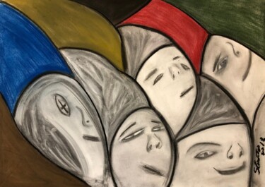 Dessin intitulée "Les pieuses" par Sidelma Castro, Œuvre d'art originale, Craie