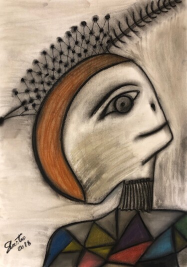 Drawing titled "Roi" by Sidelma Castro, Original Artwork, Chalk