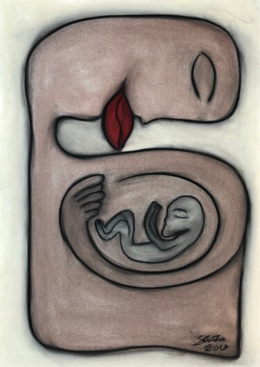 Dessin intitulée "Tendresse" par Sidelma Castro, Œuvre d'art originale, Craie