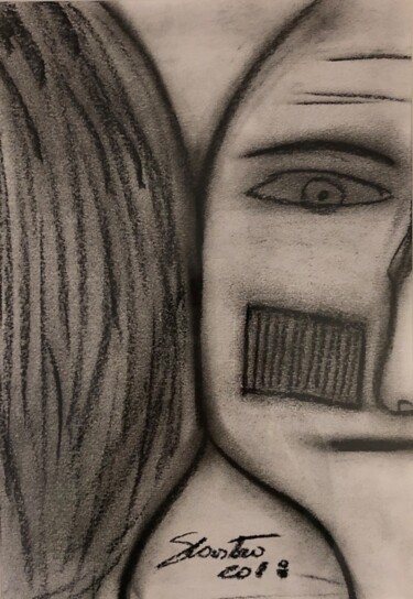 Drawing titled "Détresse" by Sidelma Castro, Original Artwork, Charcoal